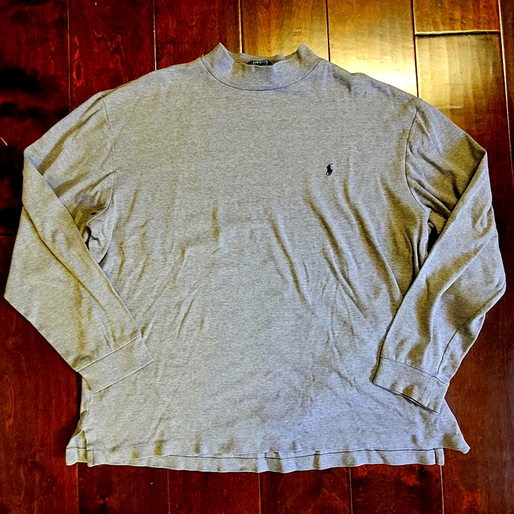 Polo Ralph Lauren Men's Golf Mock Neck Long Sleeve Shirt Grey Size XL